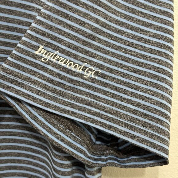 Straight Down Performance Polo Shirt Mens Medium Striped Blue Golf Stretch - Picture 2 of 6